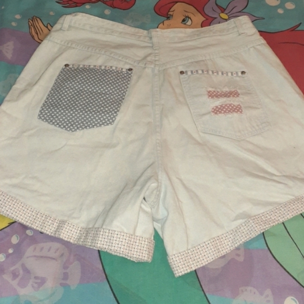 80s Steffano International Denim Patchwork Shorts - image 2